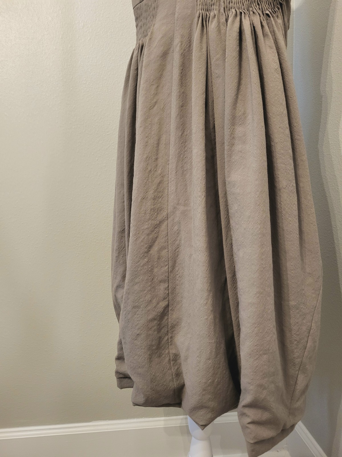 ​Chloé Fall 2006 Runway Phoebe Philo Silk Wool Bubble Dress Sz 42 IT Taupe Vtg