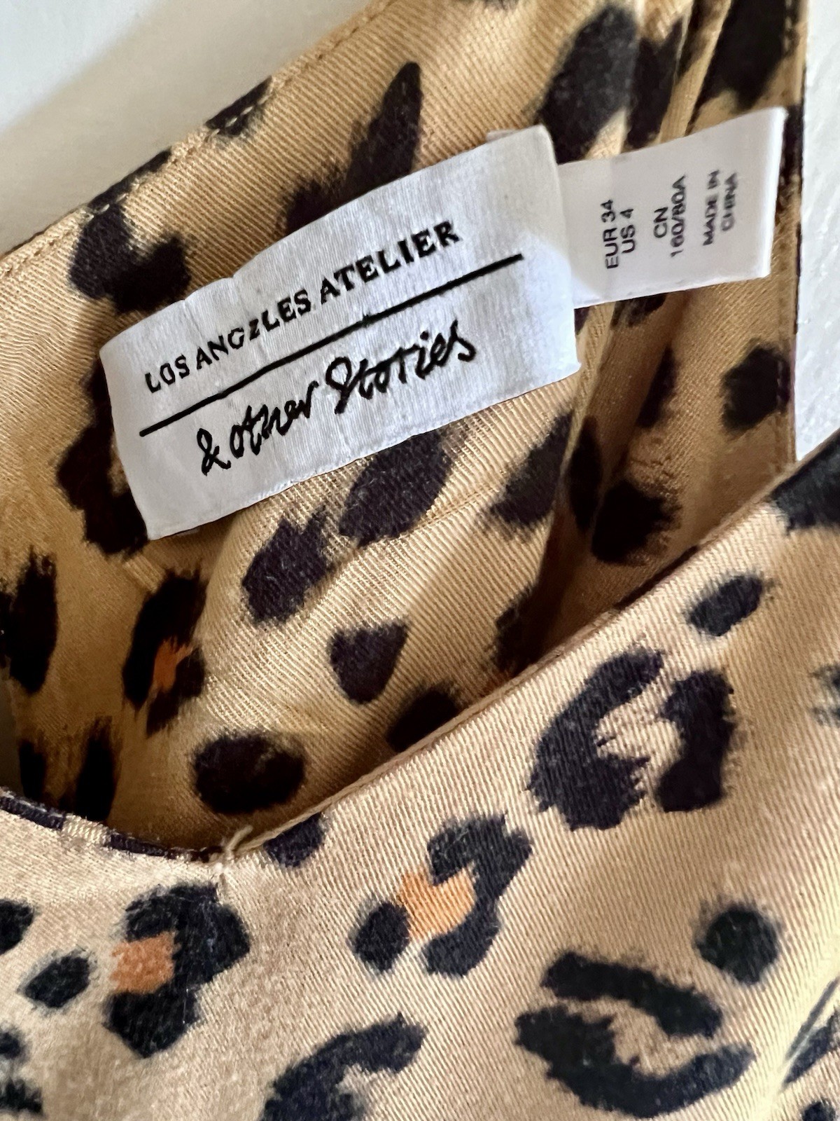 & Other Stories Leopard Print Slip Midi Dress w Adjustable Straps US 4