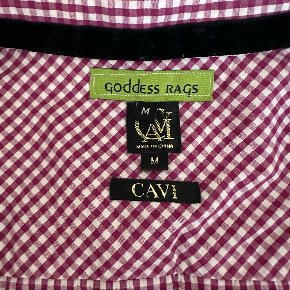 Goddess Rags Artist Made Upcycled Shirtdress Sz M Gingham Patchwork Textile