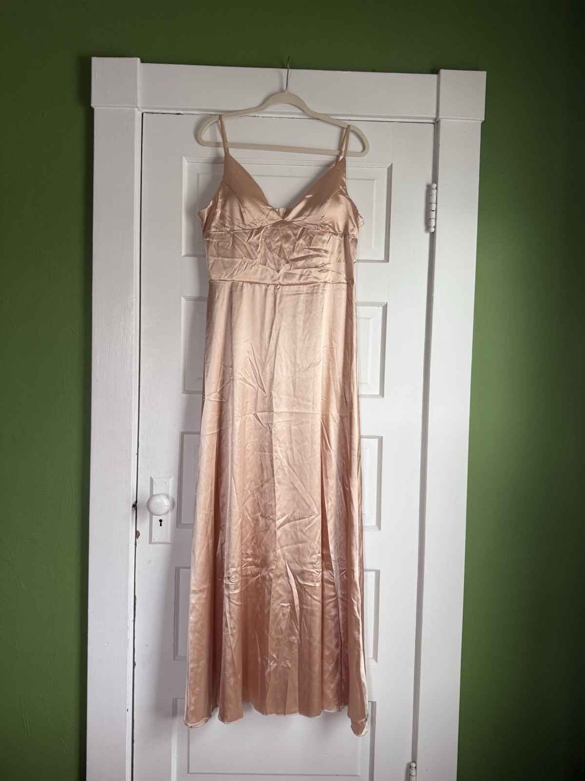 Full Length Rose Gold Silky Spaghetti Strap Gown Size 4XL (Fits Like XL)