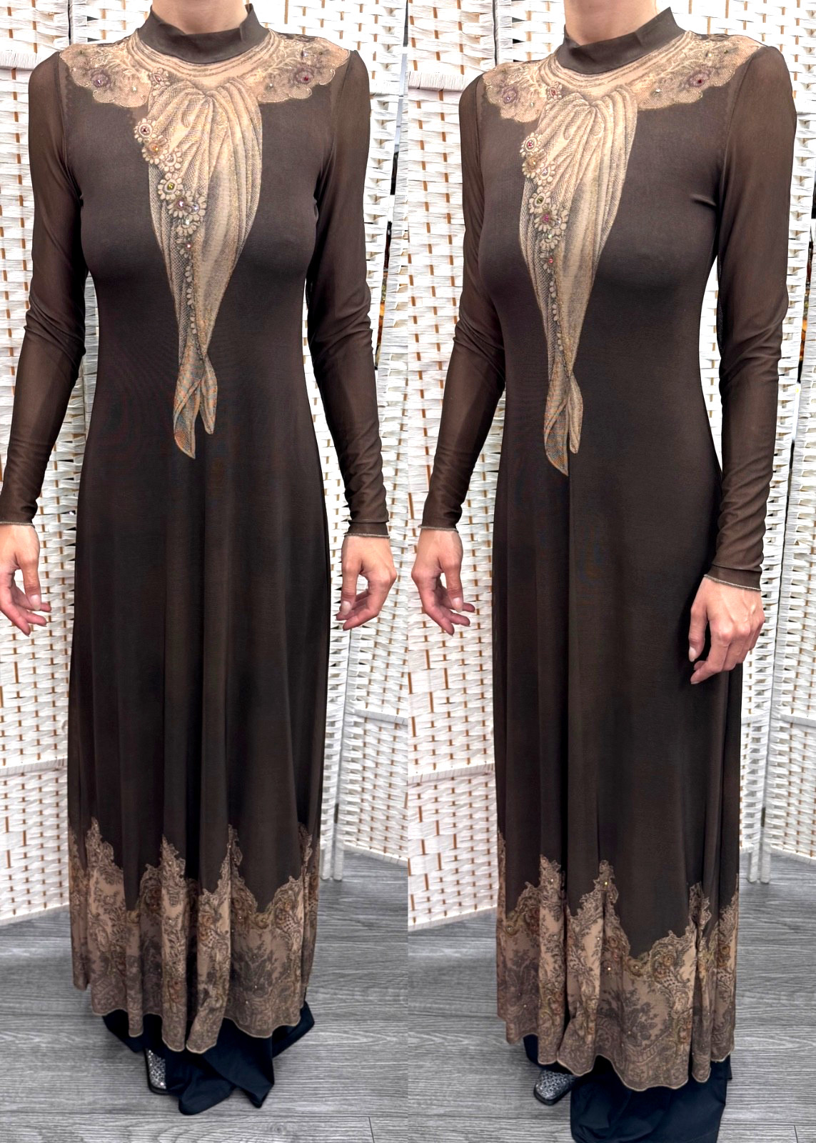 Michal Negrin Full Length Dress + Camisol With Crystal Elegant Dress Size – S –