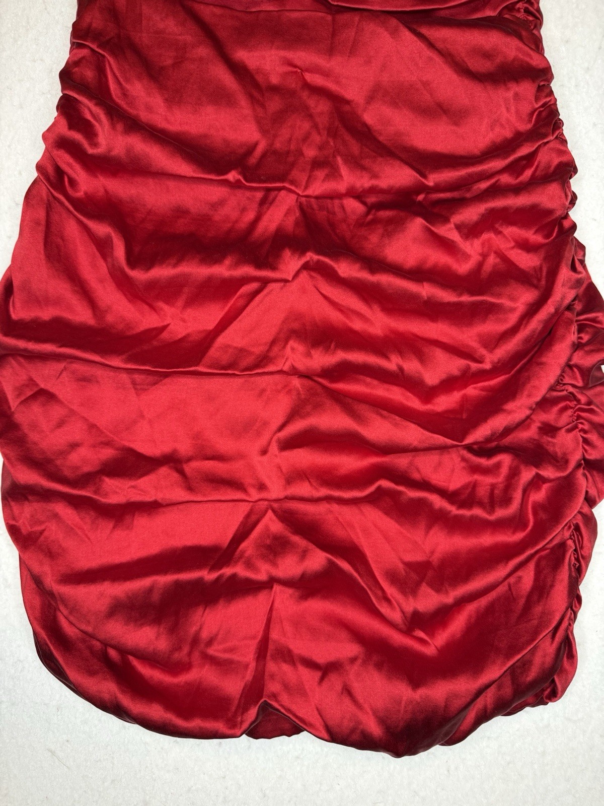 Express Red Silk Sweetheart Ruching Strapless Mini dress Unworn