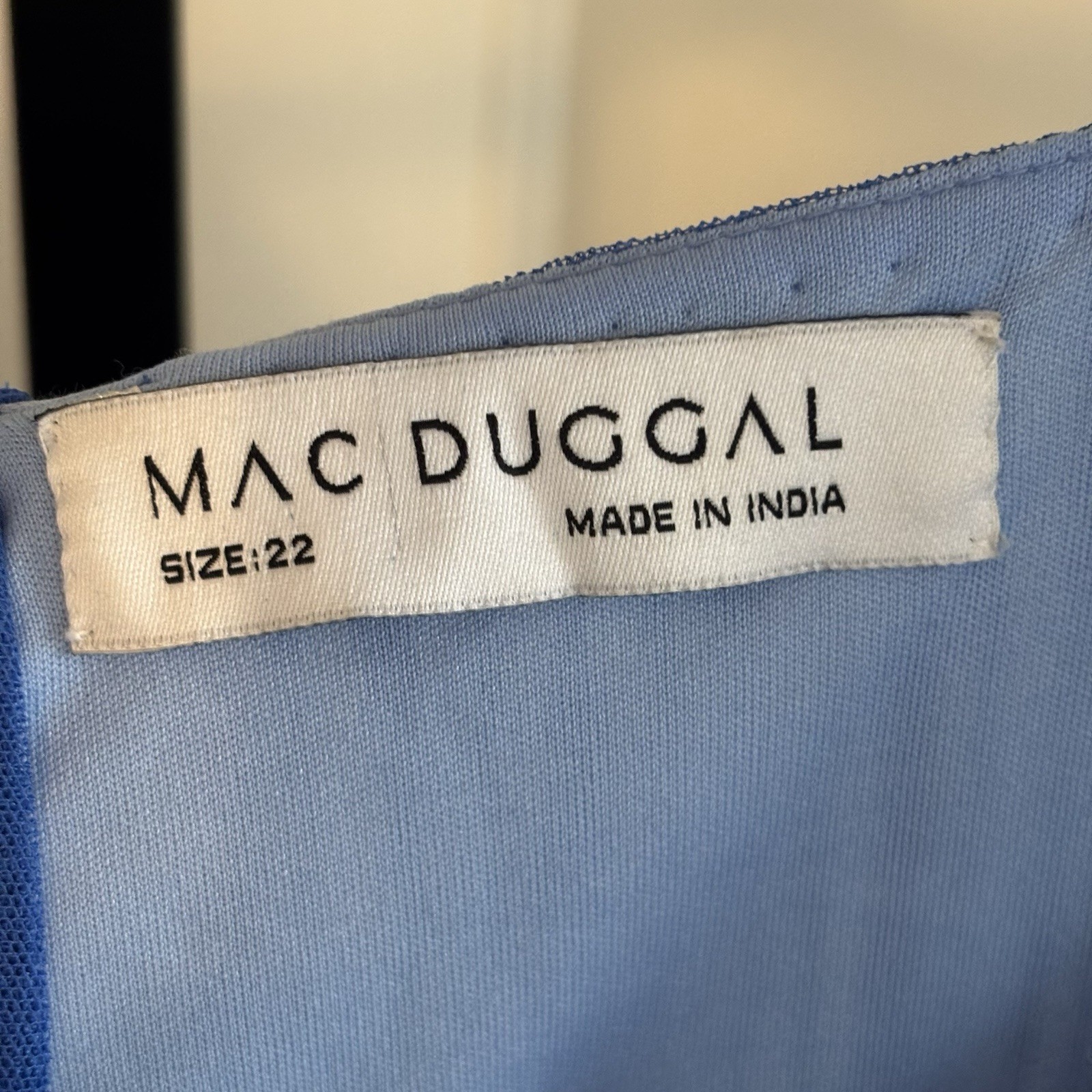 Mac Duggal Light Blue Sequin Tea-Length V-Neck Long Sleeve Formal Dress 22 *NOTE