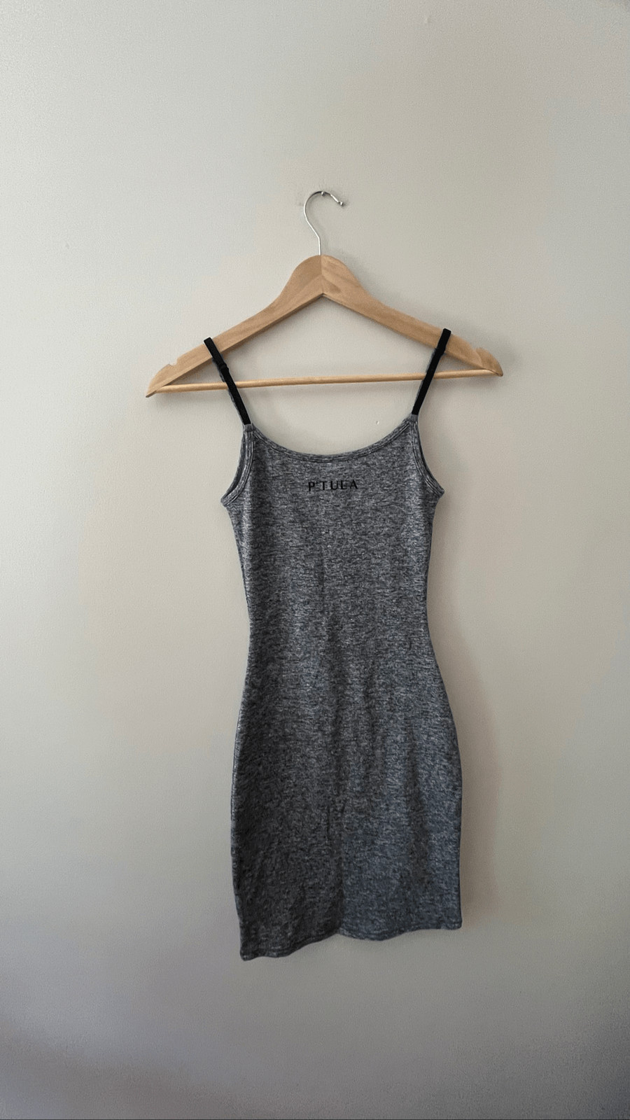 NWT P’tula Gray Marled Mini Dress – XXS – Bodycon Athleisure Spaghetti Strap
