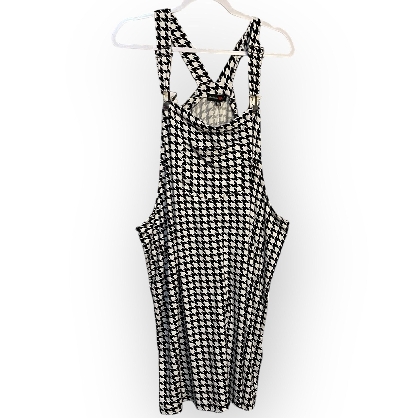 Absolutely Love It Overall Dress Women’s 3X Black White Houndstooth Academia NEW