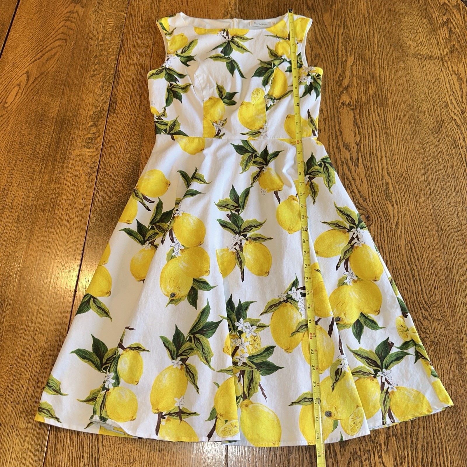 Retro Lemon Dress Medium Euro Summer Cottagecore Romantic Fit Flare Gardenwed