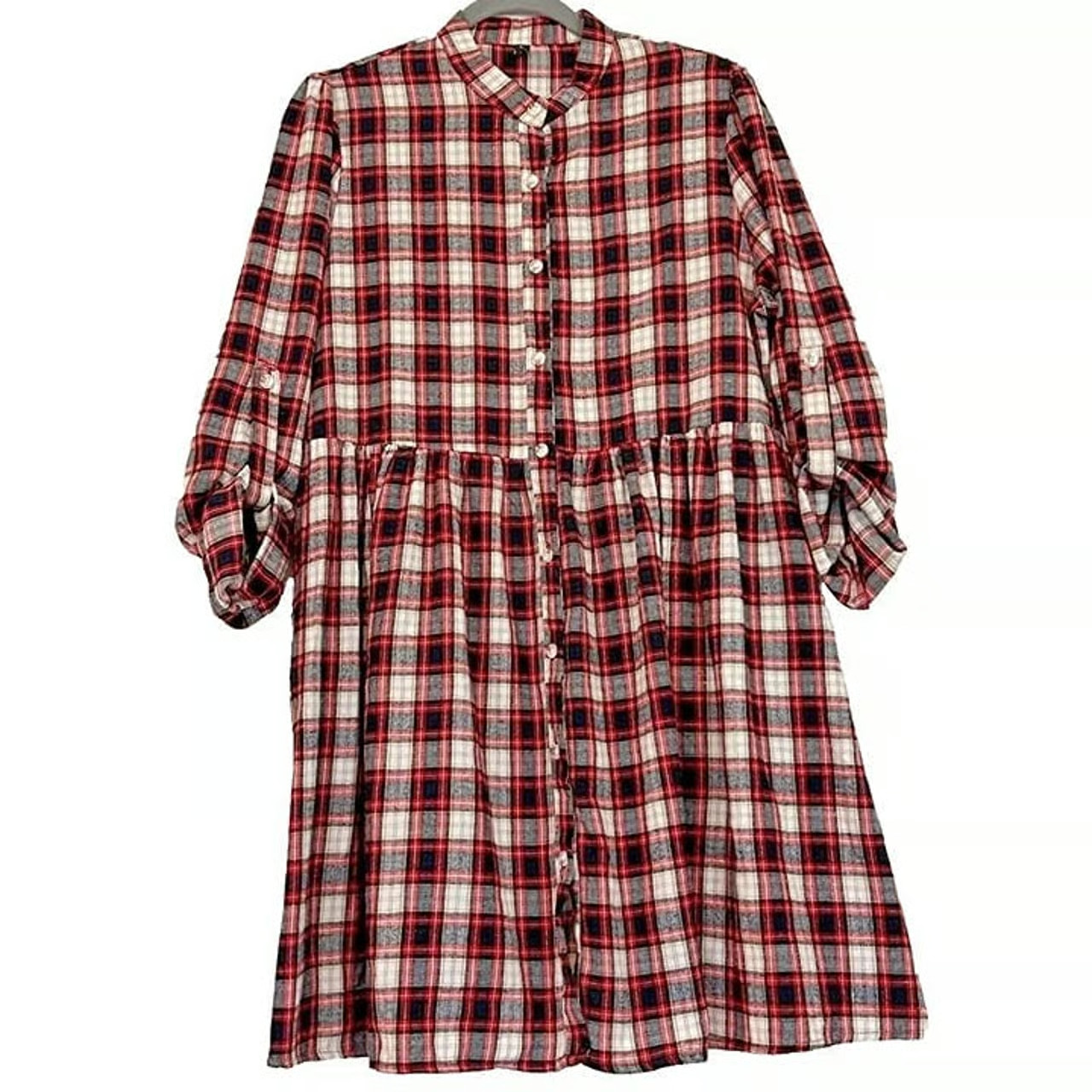 Flannel Empire Waist Button Down Dress size L