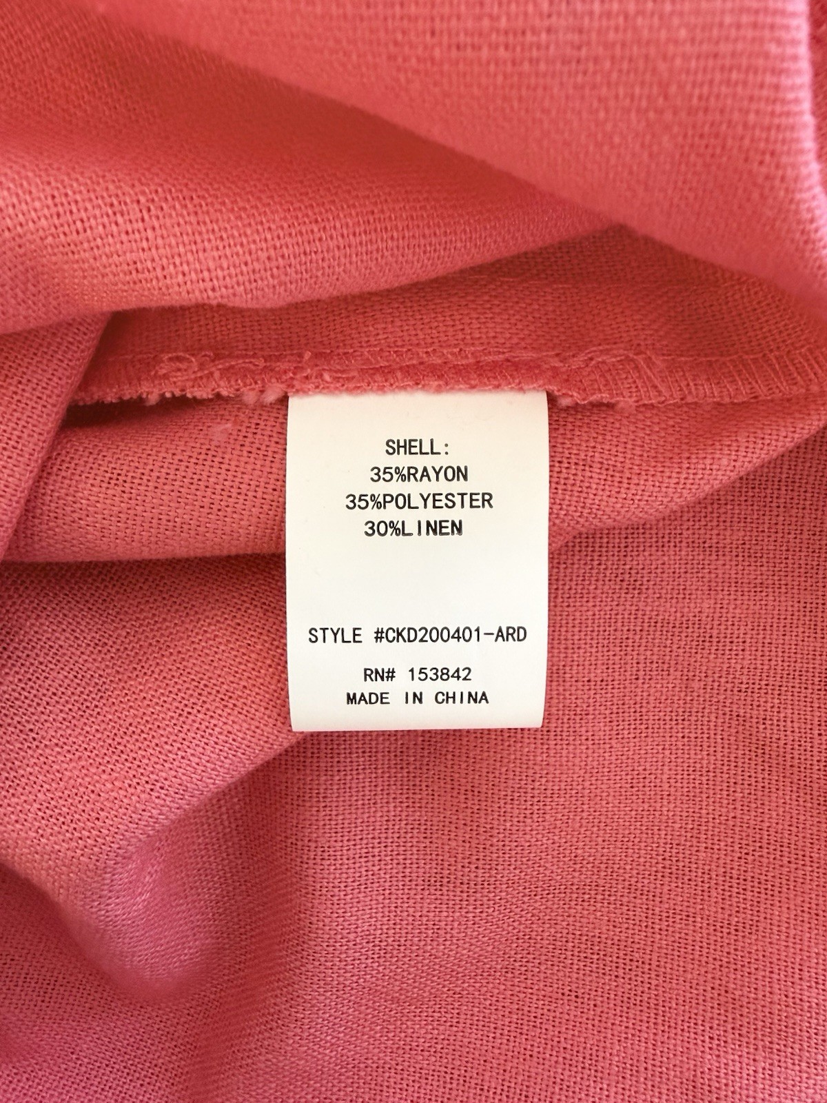 Linen Blend Button Front Shirt Dress Coral Belted Size M NEW