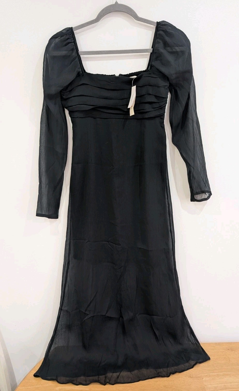 Black Abercrombie & Fitch long sleeve sheer midi dress size X small brand new XS