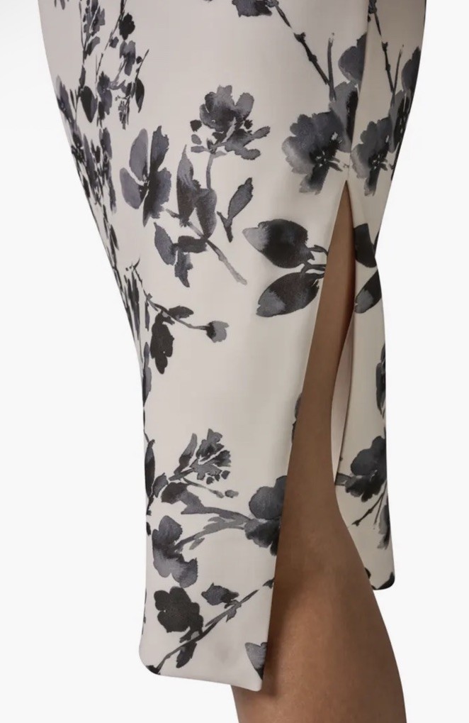 New Donna Karan New York One Shoulder Floral Print Dress Cream/Black Multi Sz 8