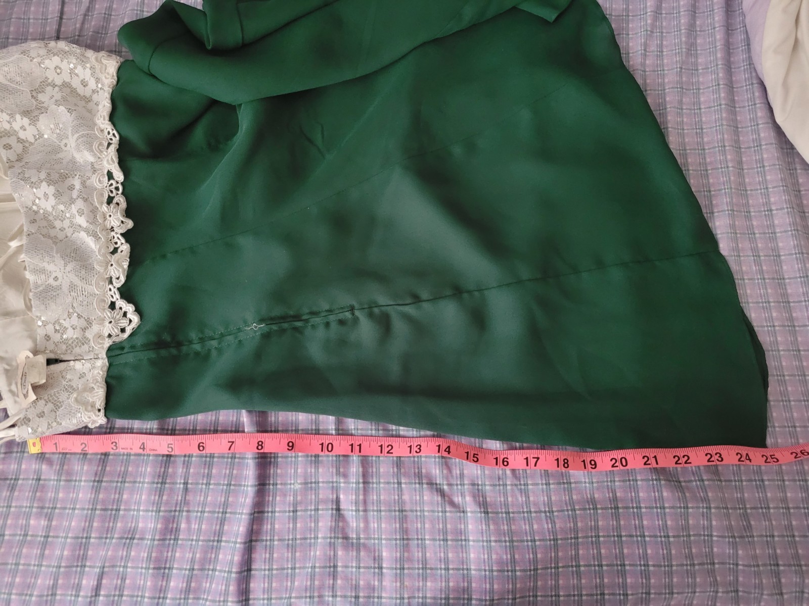 Dollar USA Lace Bodice Spaghetti-Strap Dress in Cream and Green