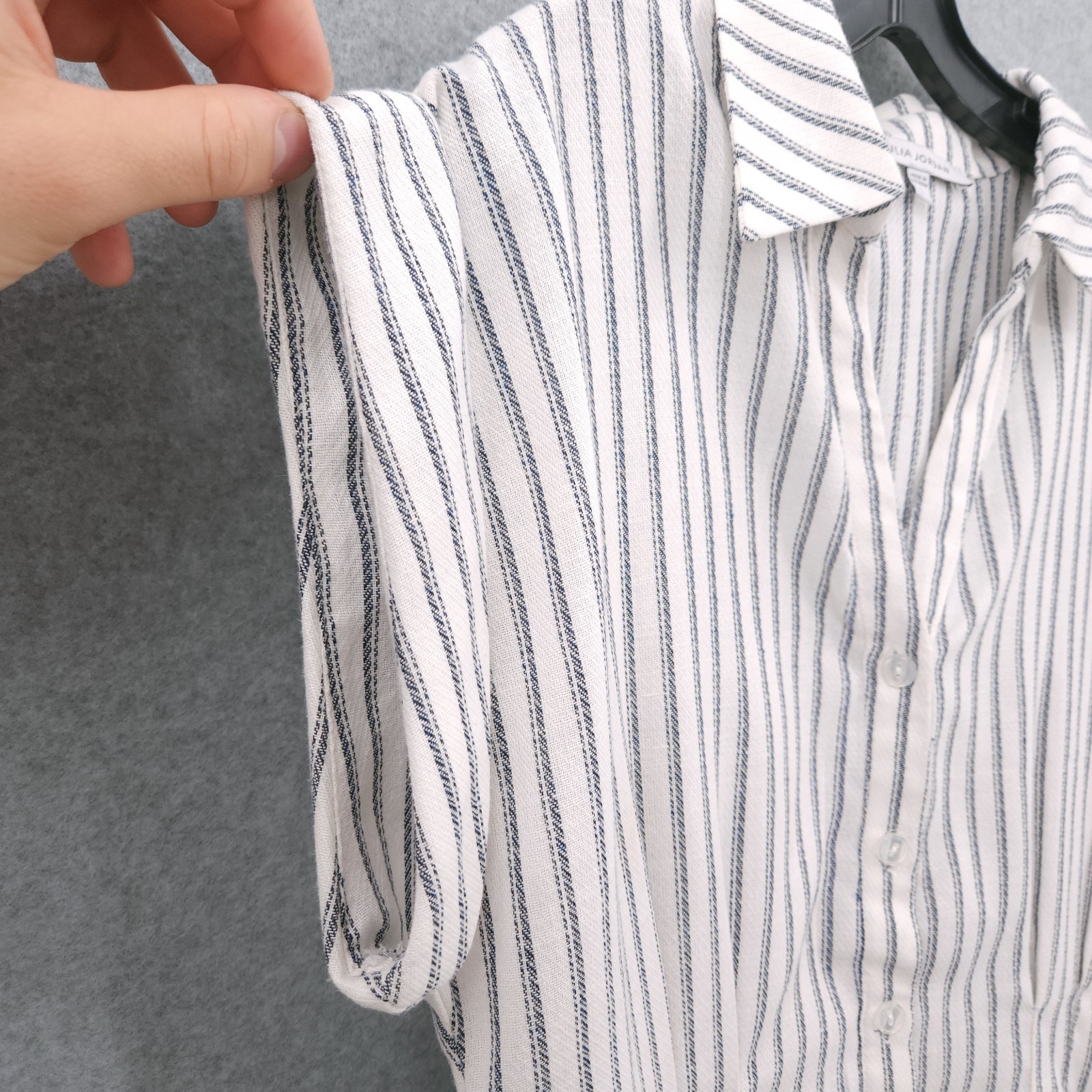 Julia Jordan Ticking Stripe Collared Button Front Shirtdress Womens Size L NWT
