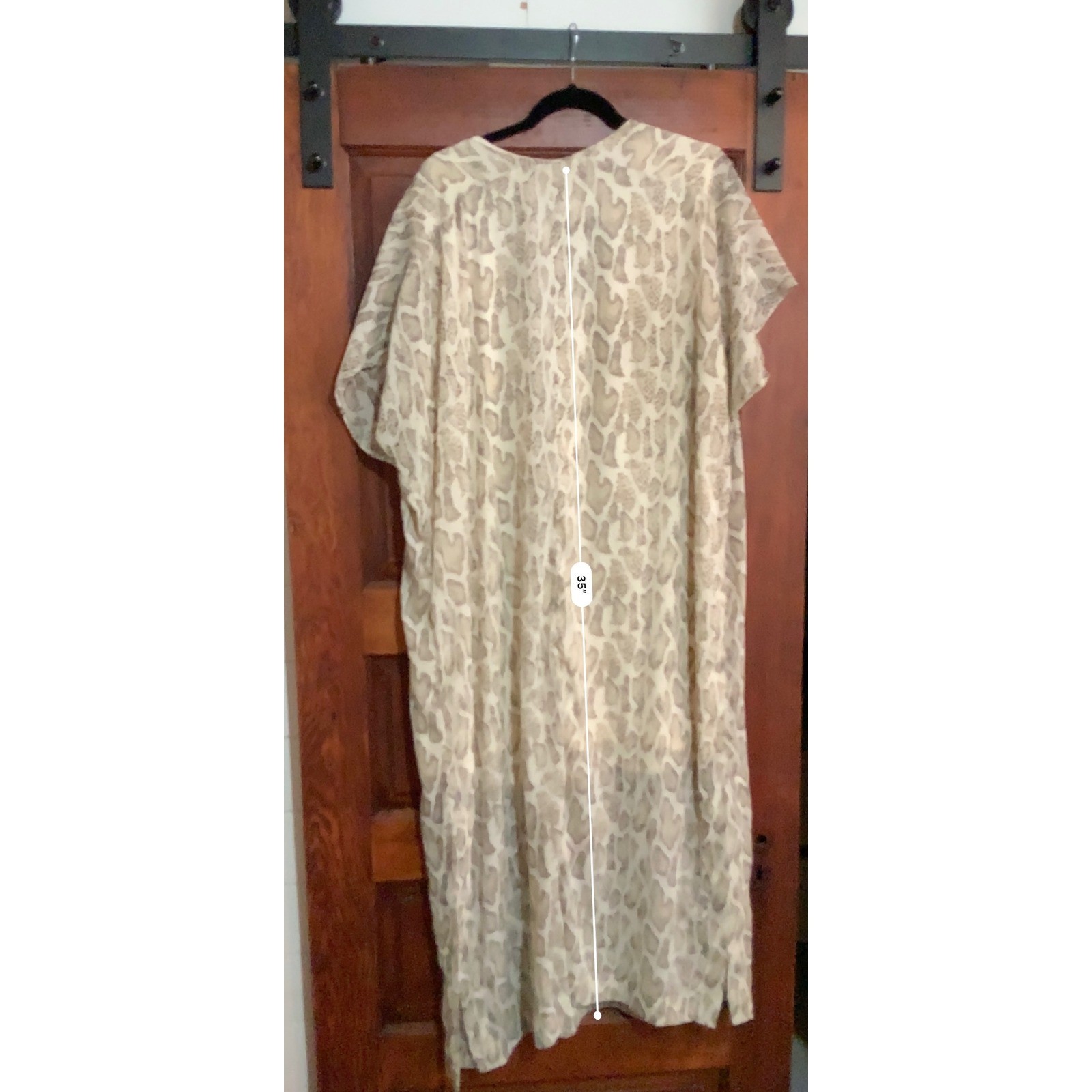 Entro Snakeskin Print V-Neck Maxi Dress Metallic Gold Stripe Tan Cream 2X