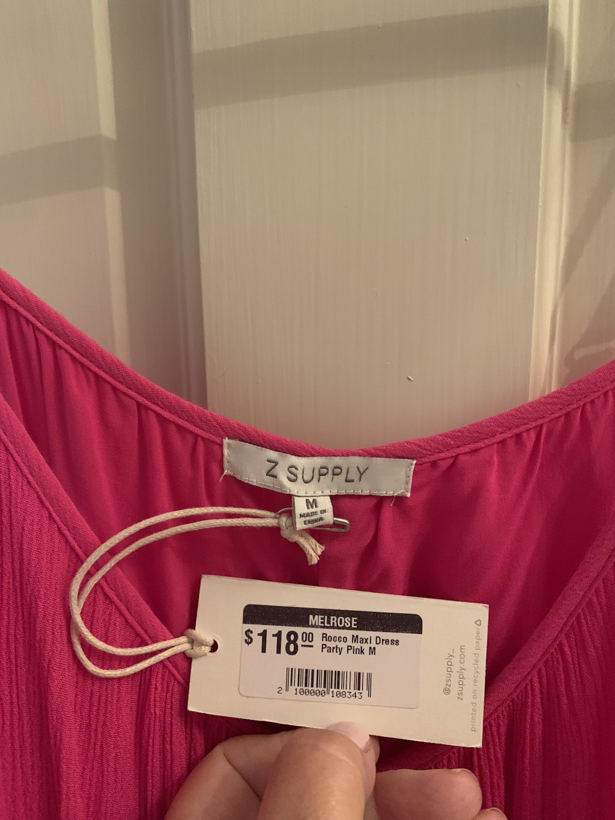 Z Supply Solid Pink V-Neck Strappy Sleeveless Adjustable Rayon Maxi Dress M