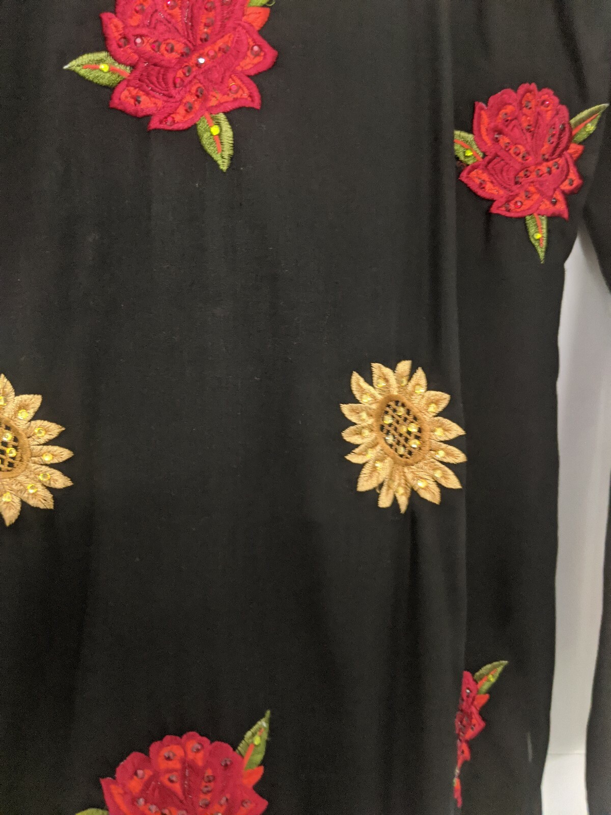 Pakistani Shalwar Kameez Indian black Floral embroidered Salwar Khamiz Suit bead