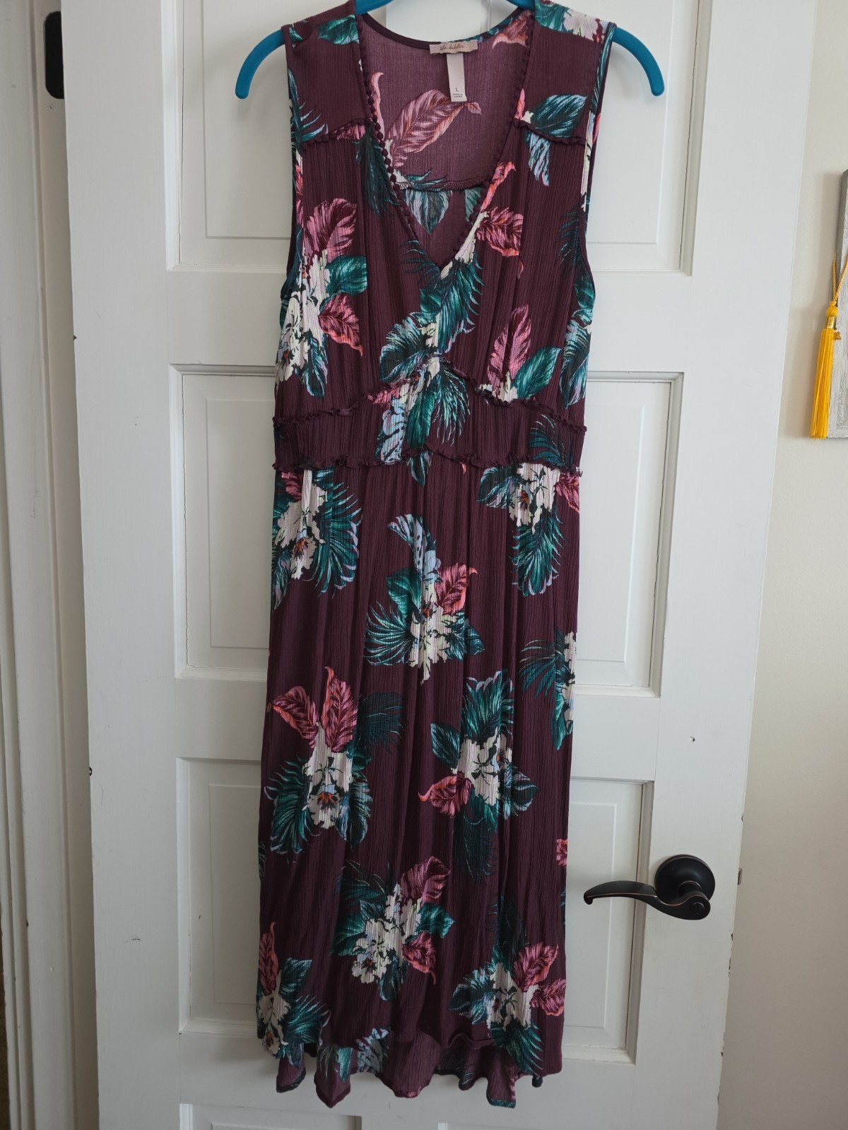 Blue Dahlia Womens Plum Color Floral Dress Size Large