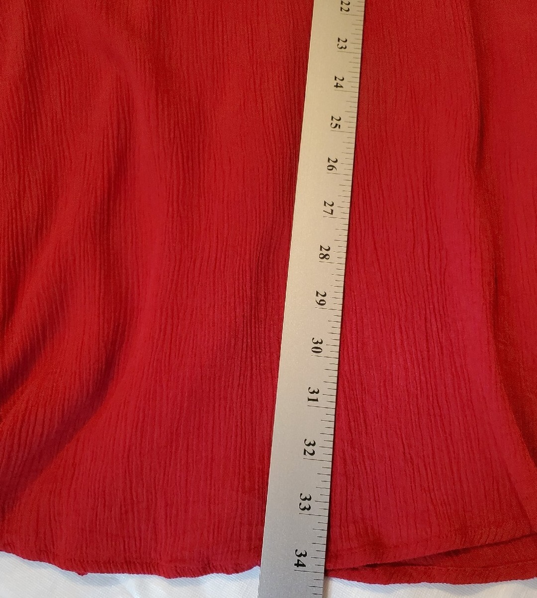 Indigo Soul Dress Size Medium Red Embroidered Crepe Crinkle Tunic 3/4 Sleeves