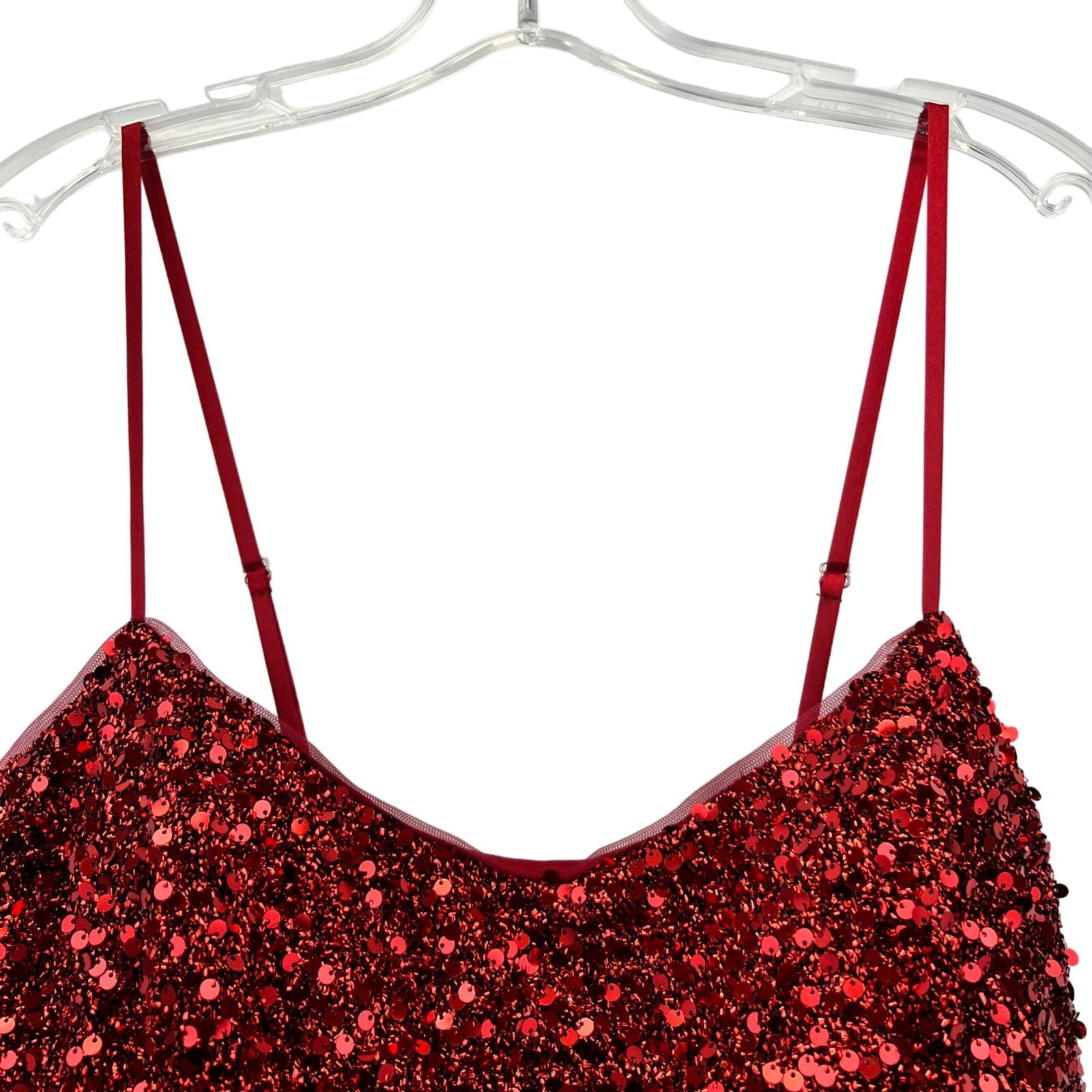 Alyce Paris 3116 A-Line Spaghetti Strap Sequin Short Dress Red Size 12 New