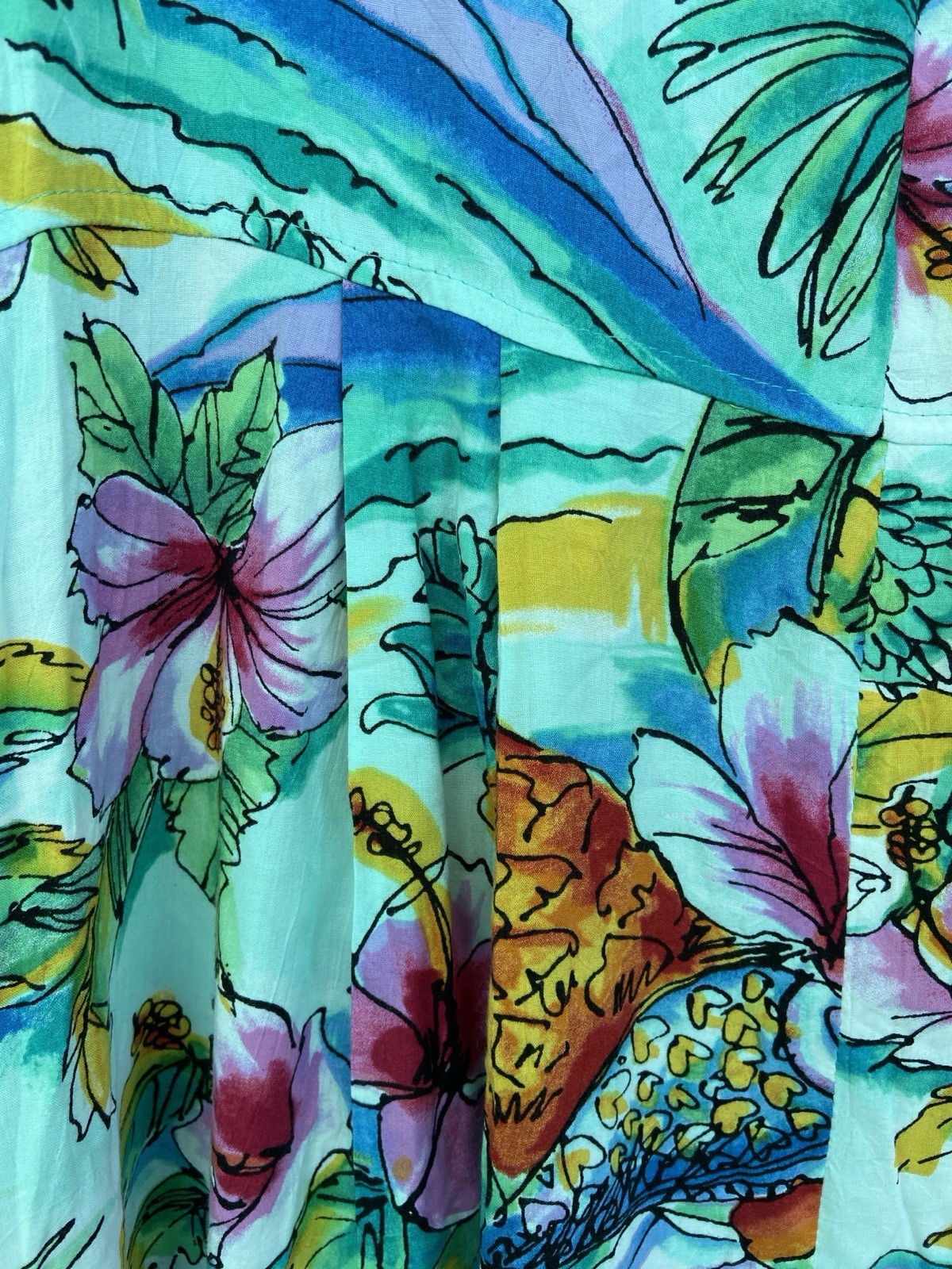 Vintage Jams World Shellbiscus Sleeveless Dress Maxi Tropical Floral Size Large