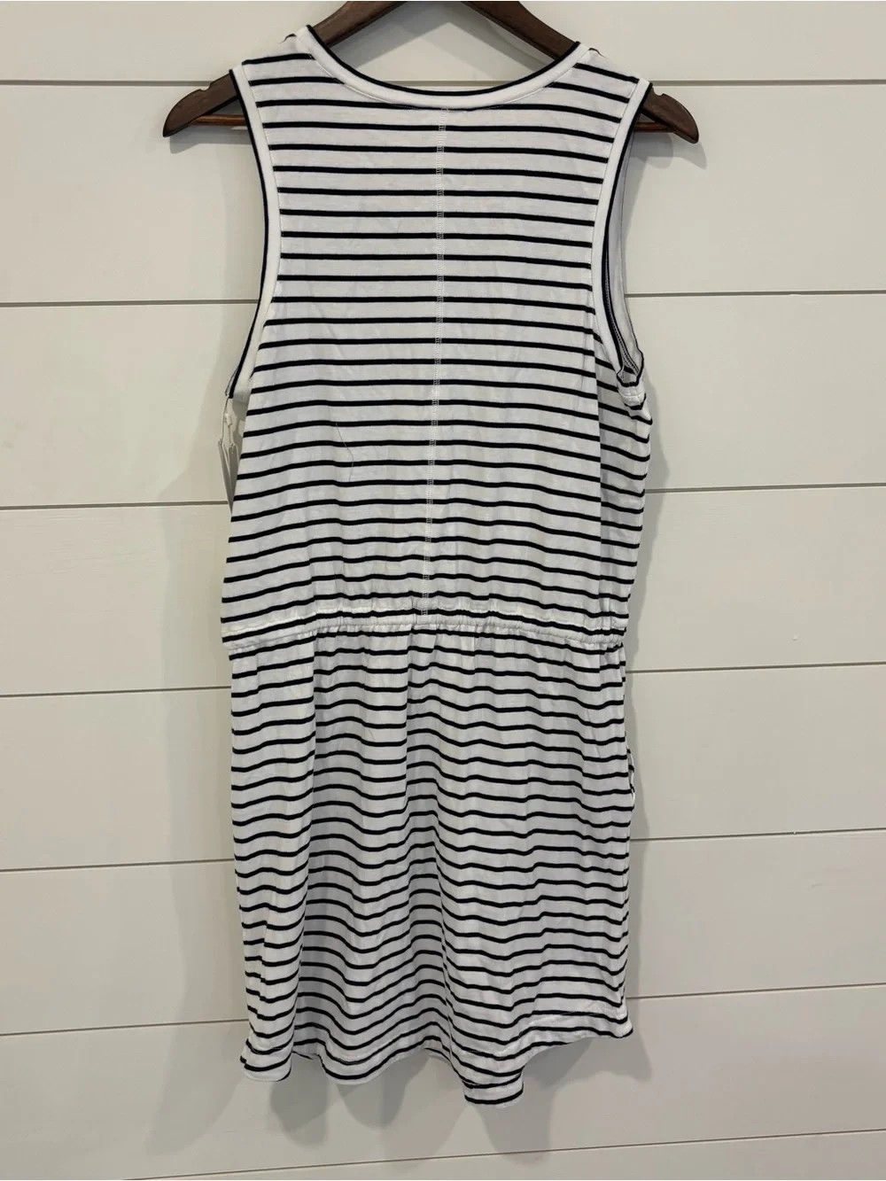 NWT NORDSTROM Caslon White/Navy Northshore Striped Dress Tie-Waist Dress Sz Med