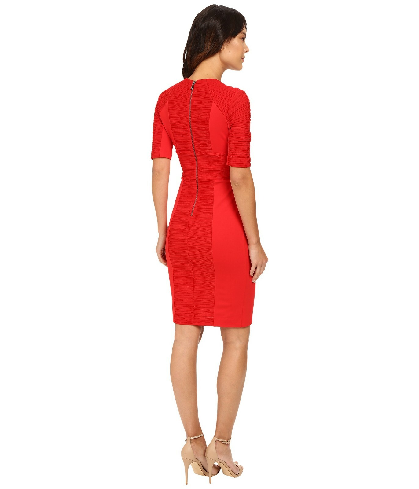 NUE by Shani CROSS OVER V-NECK KNIT RED SHEATH DRESS sz US 14 / UK 16