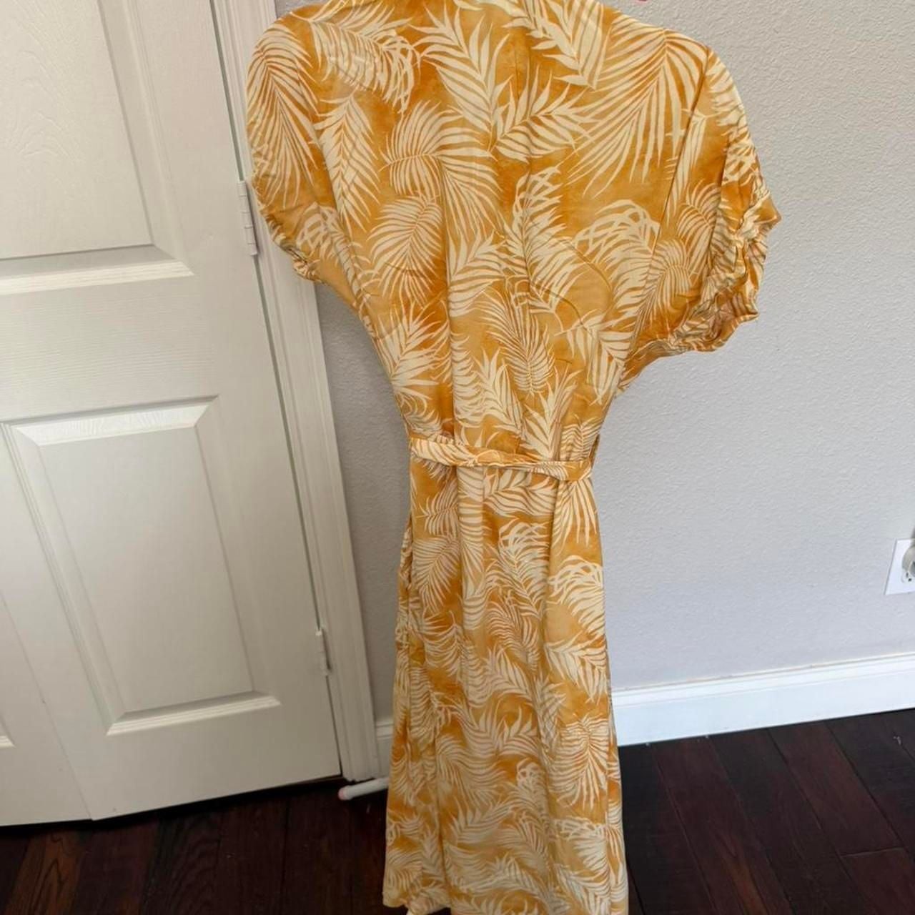 Rip Curl Yellow Tropical Palm Print Button-Up Maxi Dress