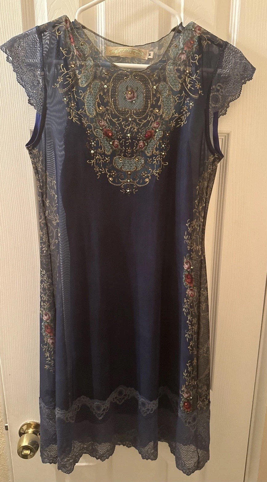 Michal Negrin Y2K Unique Beautiful Baroque Style Artwork Lace 2 Pc Dress Size M