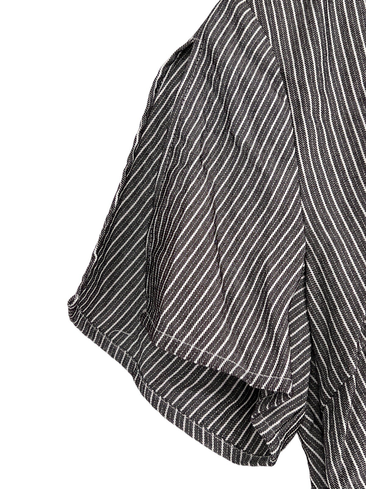 Honey Belle Tie Front Dress Size M Gray White Striped S/S Split Sleeve V-Neck
