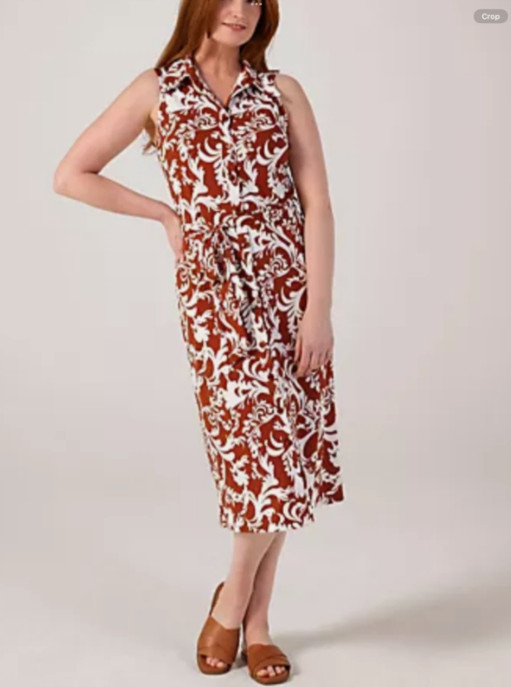 Kim & Co Sleeveless Shirt Dress Printed Brazil Jersey Midi New Tags Size Large