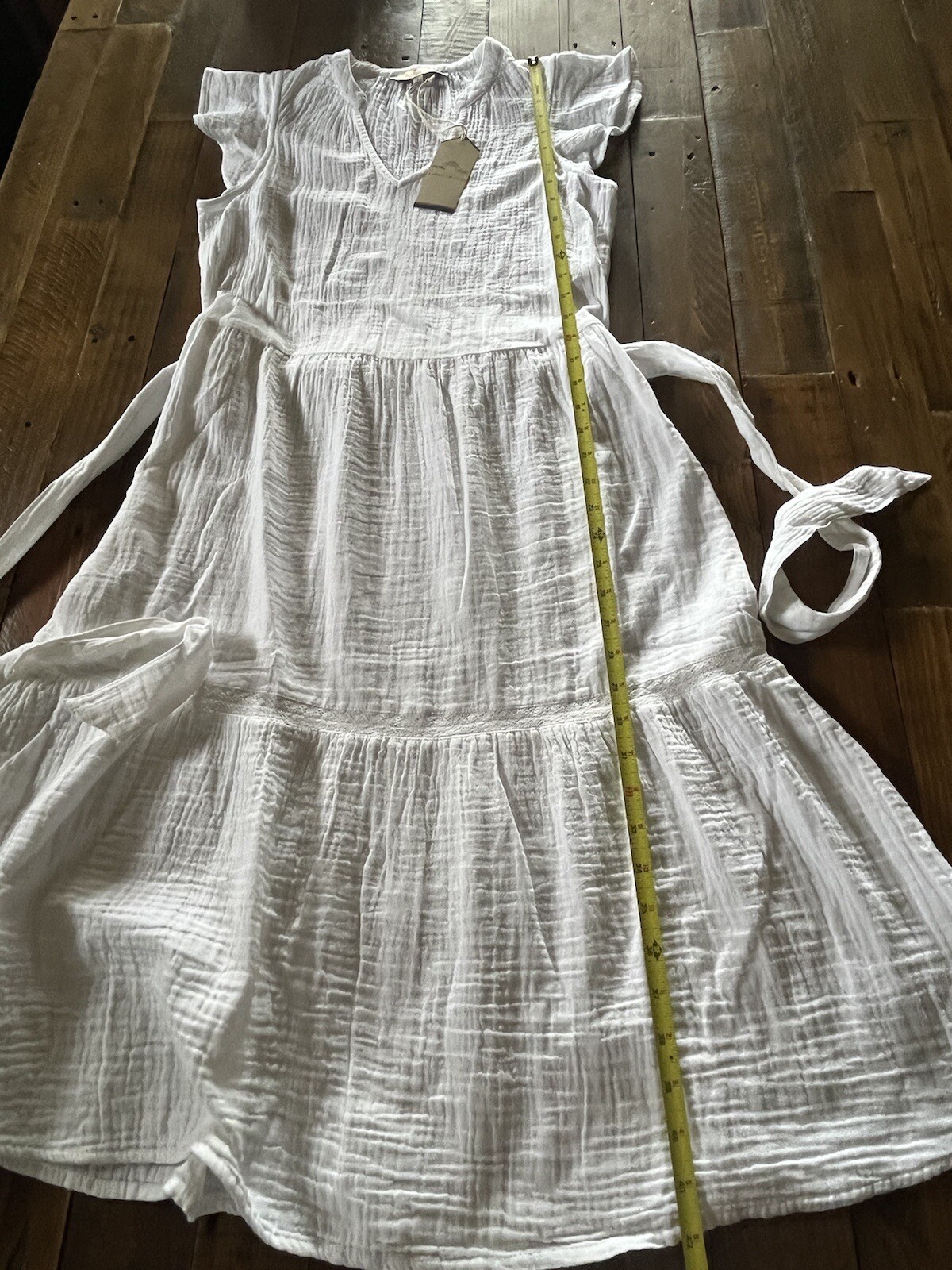 White Flutter Sleeves CASA CABANA ISABEL Eyelet Gauzy Dress NWT MSRP $78.00 S
