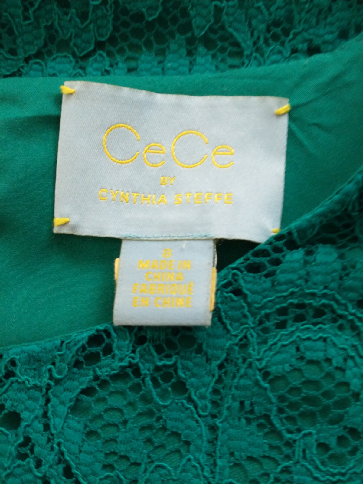 Cece By Cynthia Steffe Emerald Green Lace A-line Dress Women’s 6