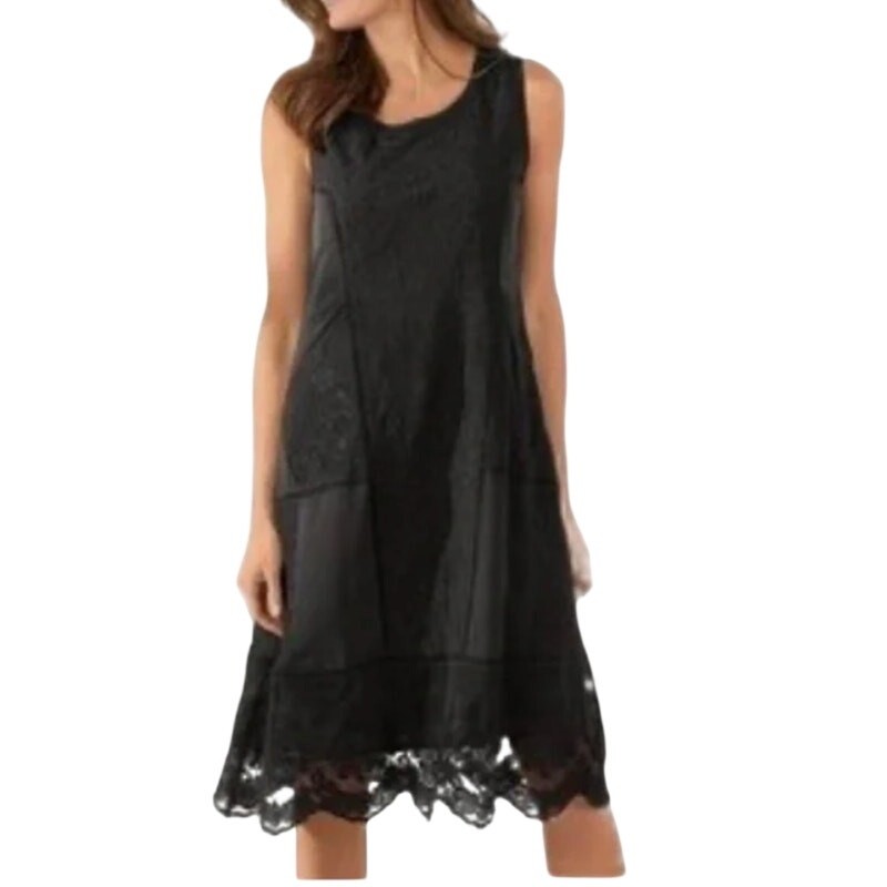 Soft Surroundings Lace Suri Overlay Sleeveless Georgette Lagenlook Midi Dress 1X