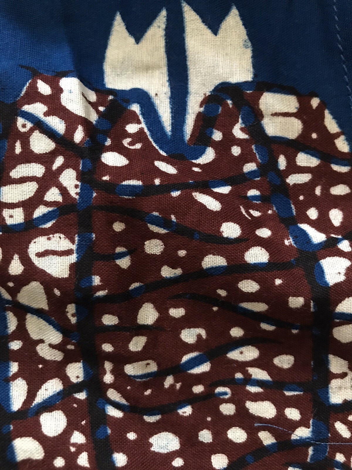 Handmade Dutch Wax Print Short Sleeve Dress Fit and Flare Small S XS Blue Brown
