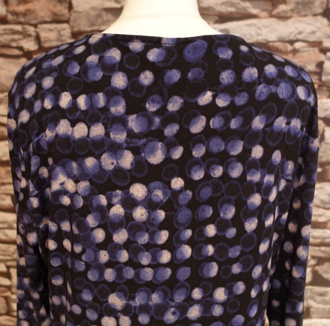 H&M Very Stylish Pullover 3/4 Sleeve Spotted Dress Navy/Lighter Blue Size EUR XL