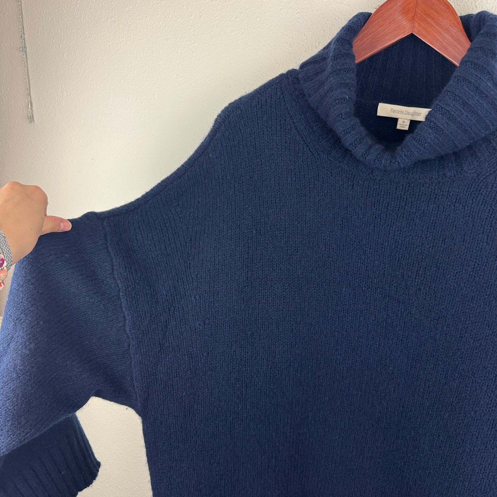 Favorite Daughter St. James Sweater Dress XL Navy Cashmere Wool Turtleneck