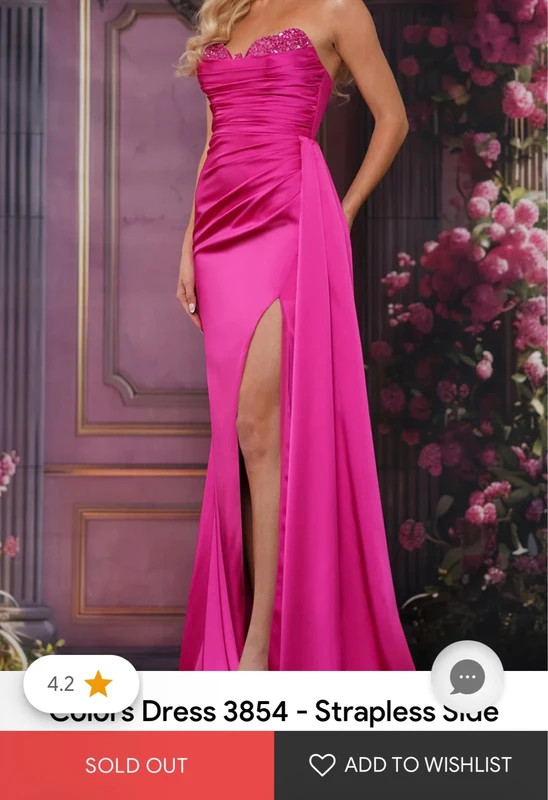 Fuchsia Beaded Satin Prom Gown Size 2 By Colors