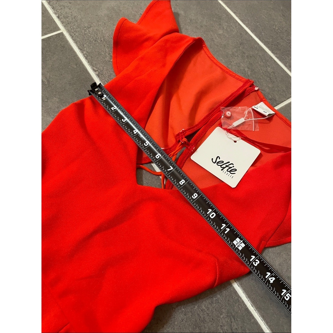 Selfie Leslie Take Note Frill Dress Scarlet Red size Medium