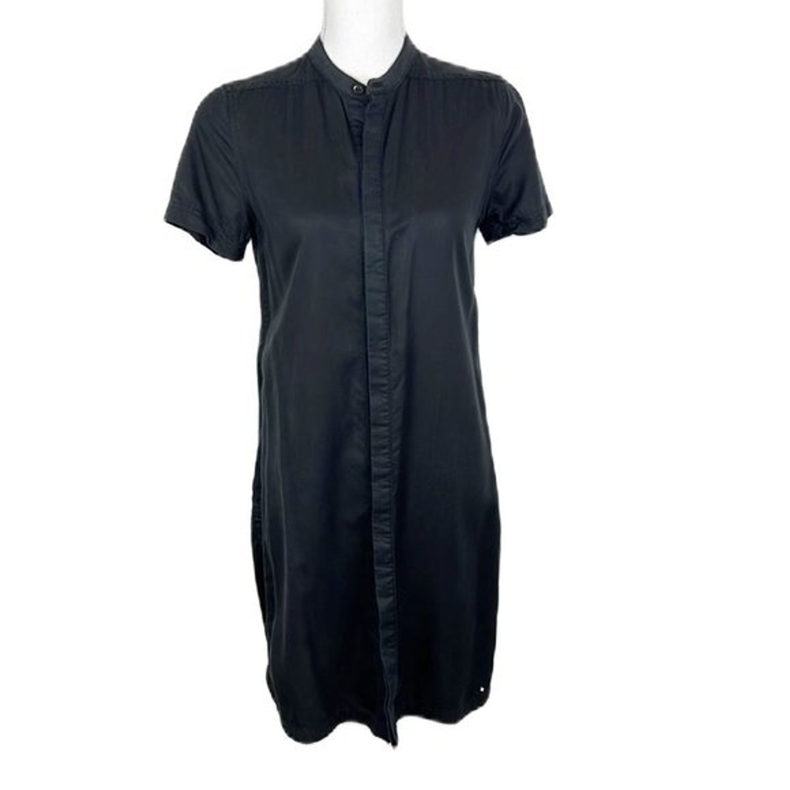 Control Sector Dress Women Small Black Hidden Button Up Shirt Dress Streetwear