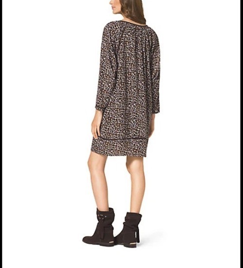 Michael Michael Kors Tunic Dress Size Small Leopard Print Tassel Tie V Neck