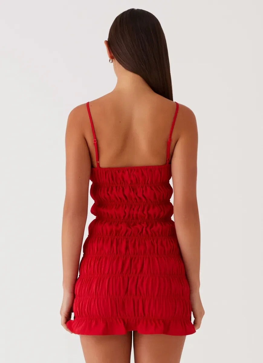 Peppermayo Exclusive – Part Timer Ruched Mini Dress – Red – Size US 4 – NWT