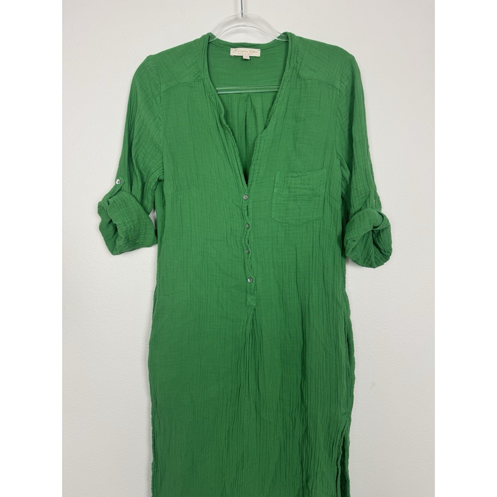 Everyday Ritual Gauze Kaftan Maxi Dress Womens Small Lush Green Summer