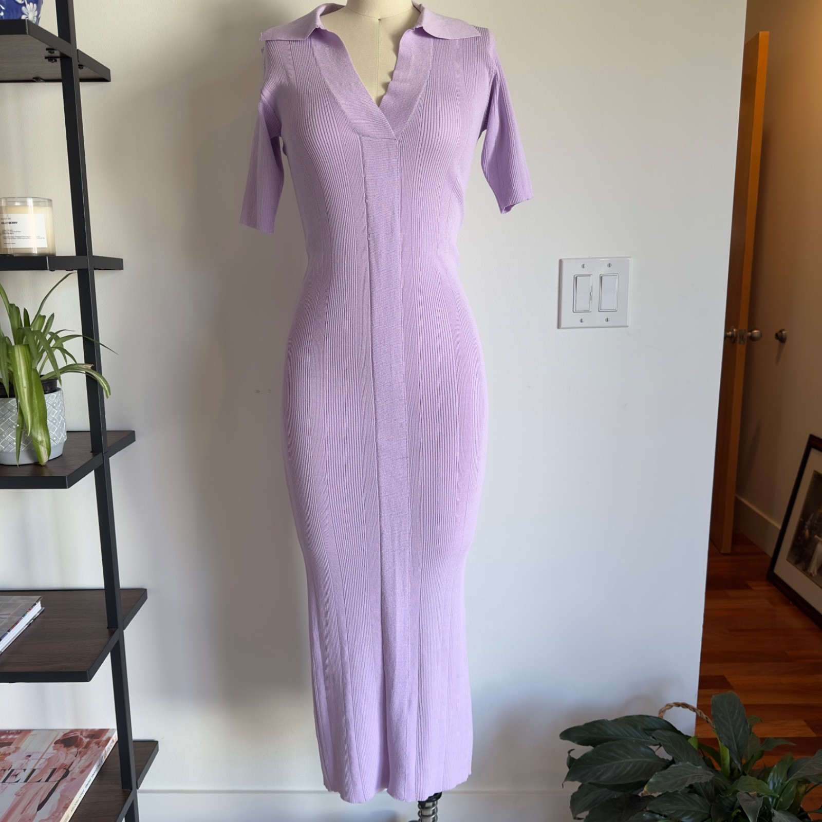 REMAIN Birger Christensen Joy Ribbed Knit Pencil BodyCon Midi Dress-Size US 6