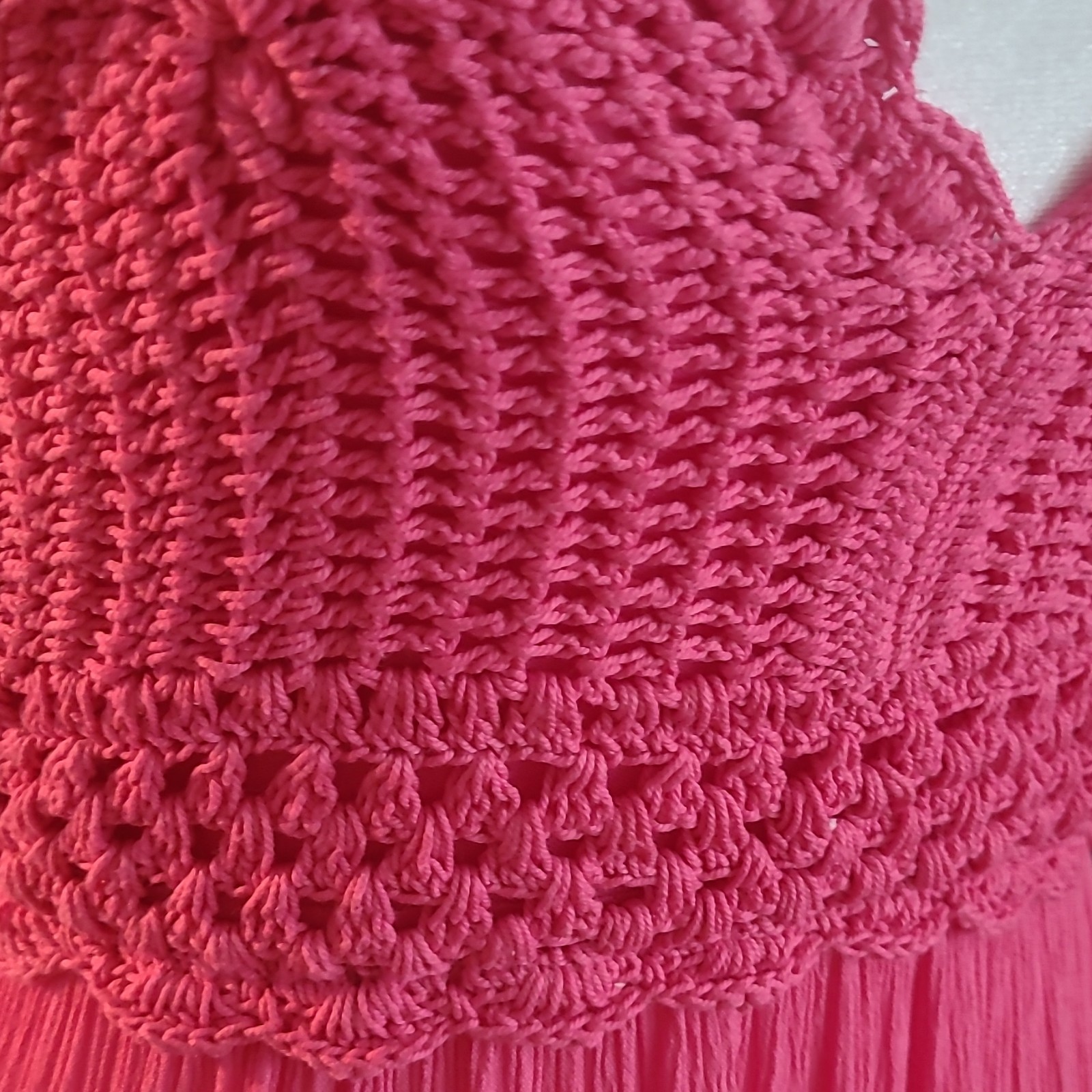 Charlotte Russe Boho Pink Crochet Pleated Strappy Maxi Style Sun Dress Size S