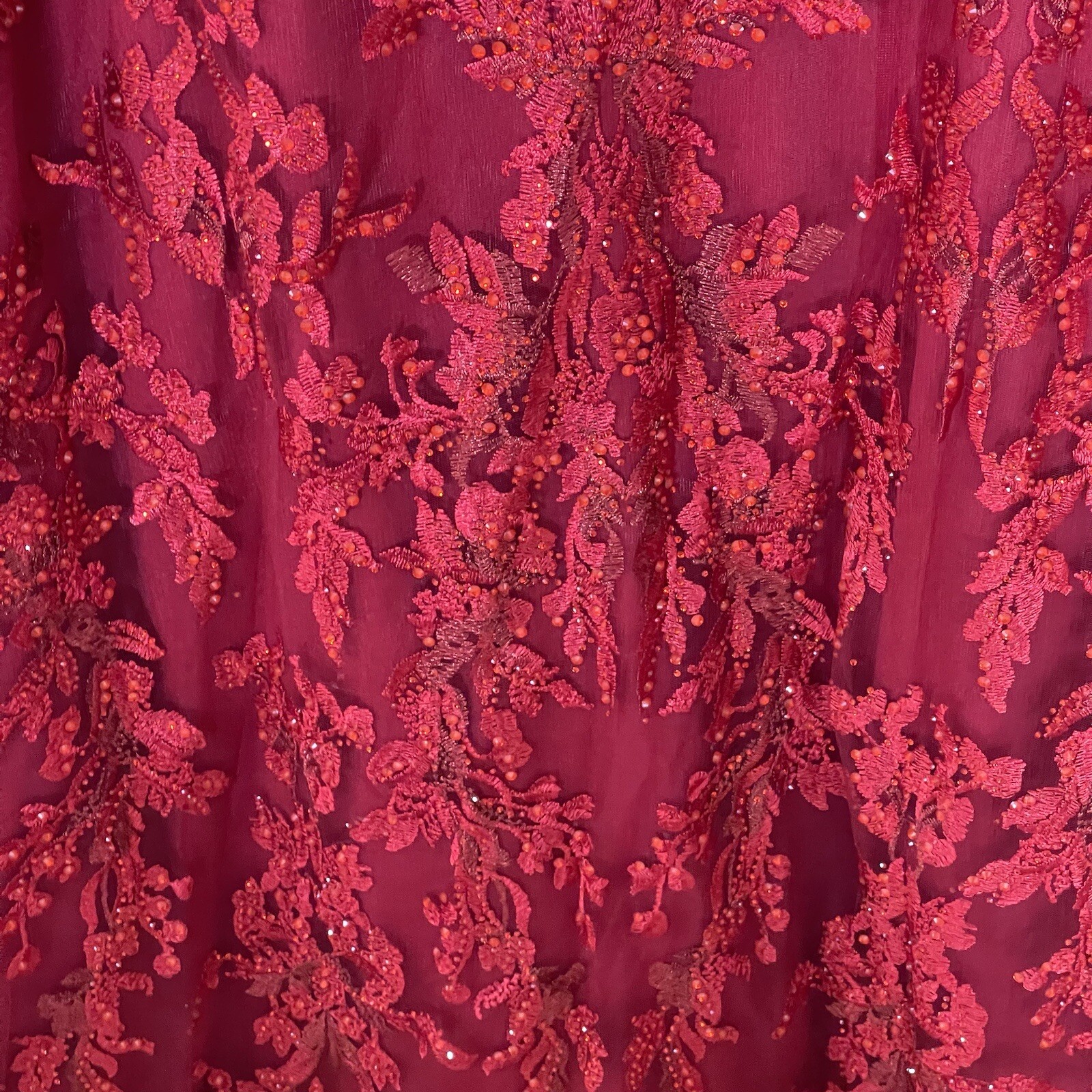 Mac Duggal Gown Dress Womens Size 18 Mermaid Red Lace Sequin Beaded 20330 $798