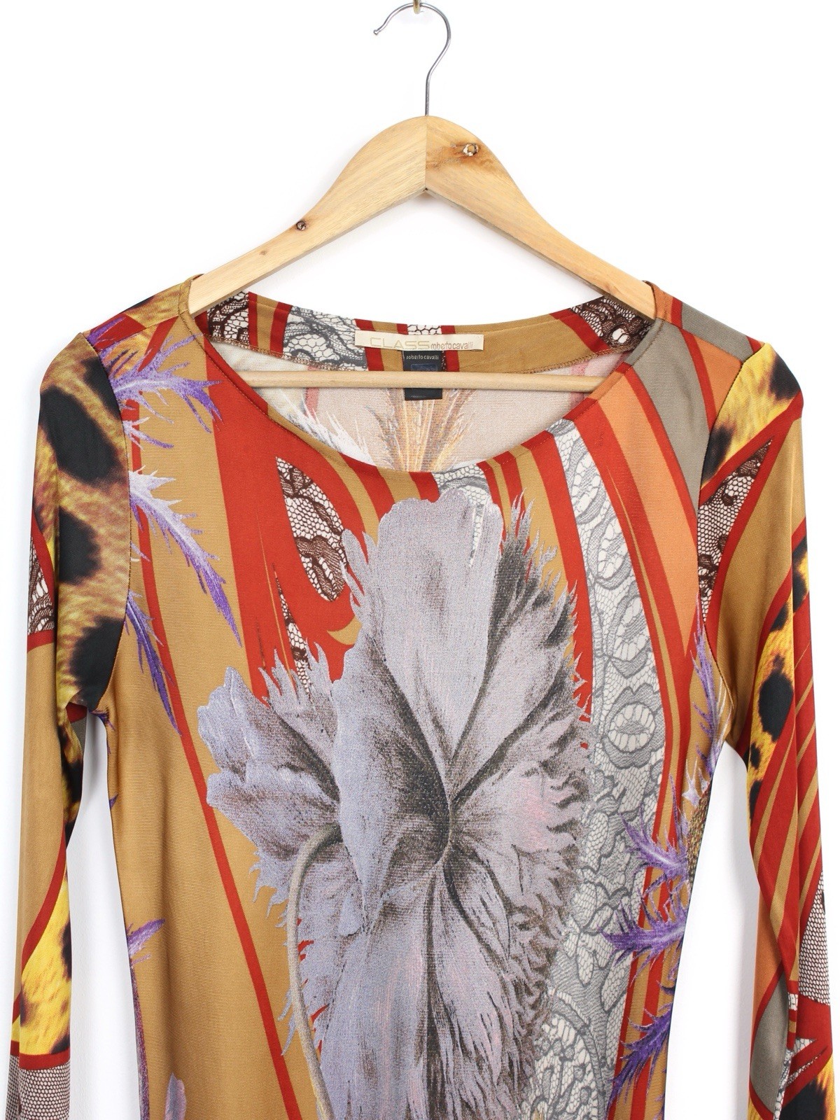 Roberto Cavalli Class Abstract Flower Print Dress, Size 44