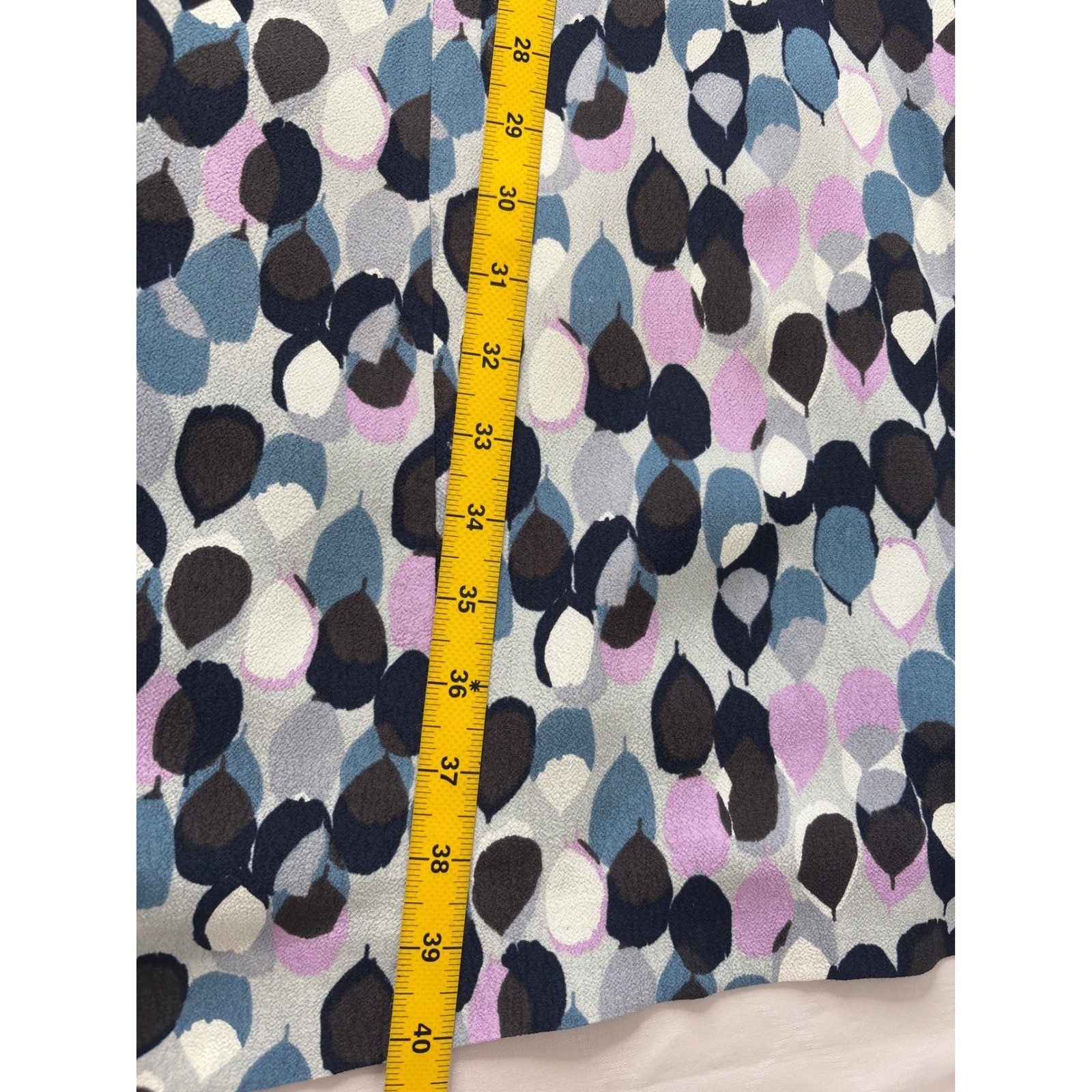 Boden Blue Purple Abstract Leaf Shift Dress 14R Scandi Career-Chic Lightweight