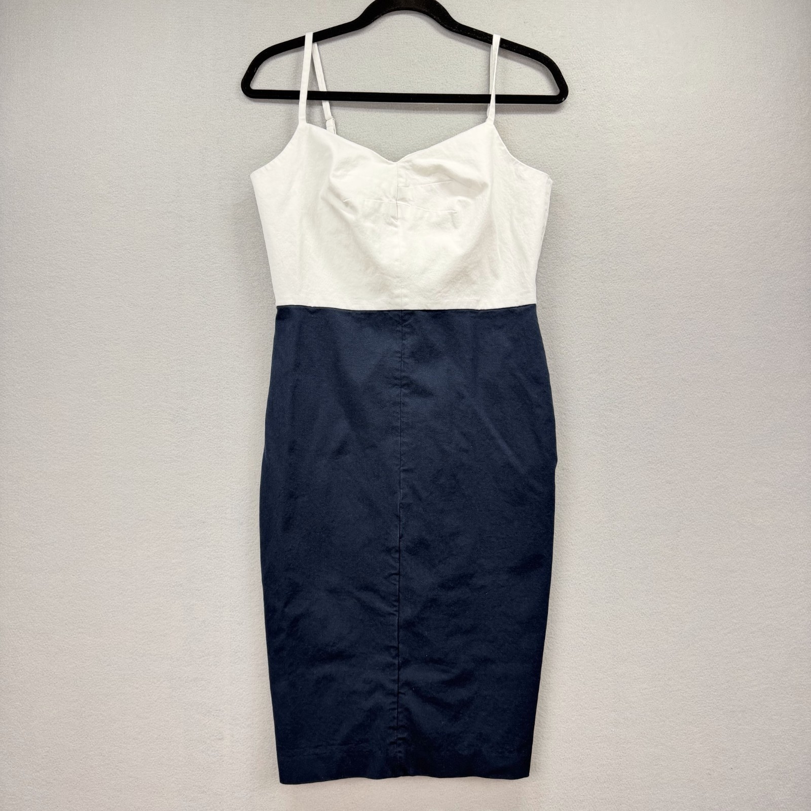 Banana Republic Sheath Dress Womens 12 Tall Blue White Colorblock Modern Chic