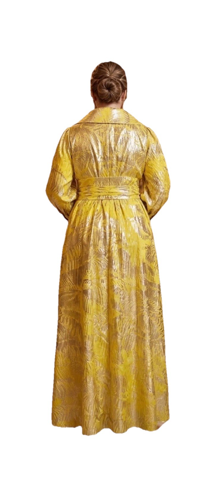 MARINA RINALDI FORMAL EVENING YELLOW/GOLD GOWN BROCADE DRESS US-20 NWT $2,800