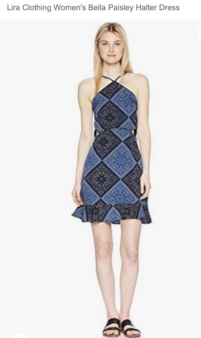 Lira Clothing Brand Women’s Dress Blue Bandanna Style Cutout Size Small S