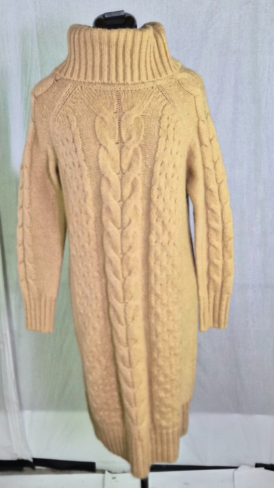 Banana Republic Sweater Dress Size S Petite Cable Knit Fisherman Wool Blend G129